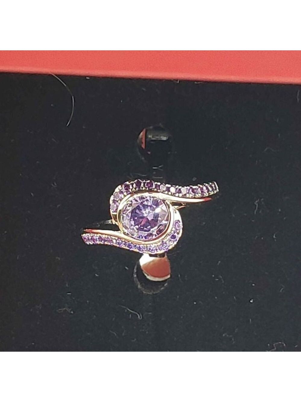 18k White Gold Plated with purple cz stones  purple gemstone Ring